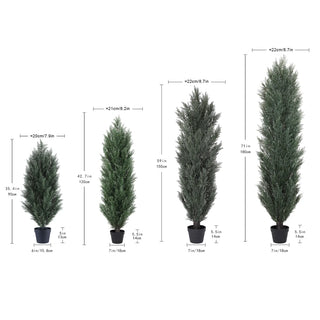 5FT Detachable Artificial Green Cypress Tree Realistic Tall Faux Plant for Indoor and Outdoor Decoration 2pcs/set Dweva