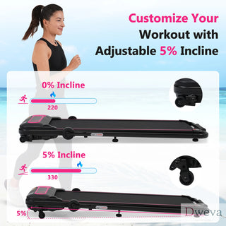 NEW Folding Walking Pad Under Desk Treadmill for Home Office -2.5HP Walking Treadmill With Incline 0.5-7.5MPH 300LBS Capacity Treadmill for Walking Running - Two Ways to Adjust Speed Dweva