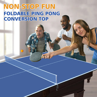 7*4ft Blue Mid-Size Ping Pong Conversion Top Foldable & Portable Table Tennis Table Top for Indoor Games Dweva