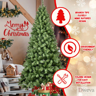 5ft Pre-Lit PVC Christmas Tree with 200 UL Lights, 551 Tips, Auto-Unfold Memory Wire, Easy Assembly with Stable Metal Stand – Full Artificial Holiday Tree Dweva
