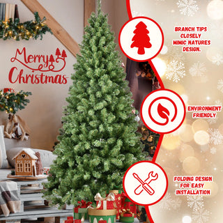 6ft Pre-Lit PVC Christmas Tree with 300 UL Lights, 779 Tips, Auto-Unfold Memory Wire, Easy Assembly with Stable Metal Stand – Full Artificial Holiday Tree Dweva
