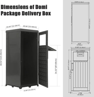 Package Delivery Box for Outside, Large Parcel Drop Box with Lockable Secure, Waterproof Resin Storage Anti-Theft Outdoor Package Delivery for Porch, Curbside, House Dweva