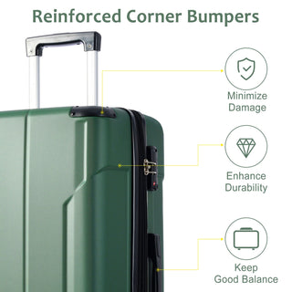 Hardshell Luggage, Lightweight Durable ABS Suitcases with Double Wheels, Expandable 28-inch Checked Luggage 28" (Green) Dweva
