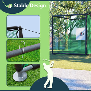 Golf Practice Net Cage,10 x 10 x 10FT Metal Frame Hitting Net Kit for Backyard,Golf Batting Cage Netting Golf Training Simulators for Home Dweva