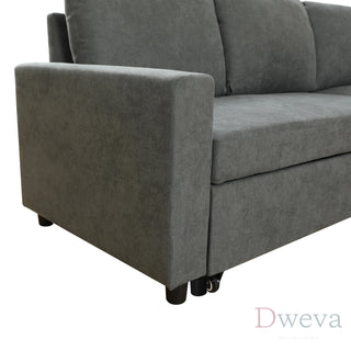 Fluffy 2-Piece Flannel Storage Sleeper Sectional Sofa Dweva
