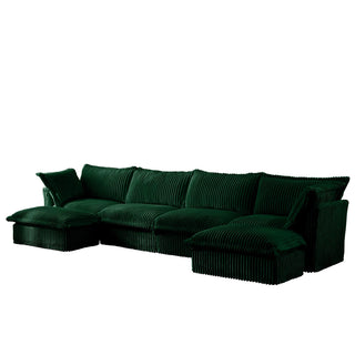 Slipcovered Fluffy Sofa - 4 Seat with 2 Ottoman Dweva