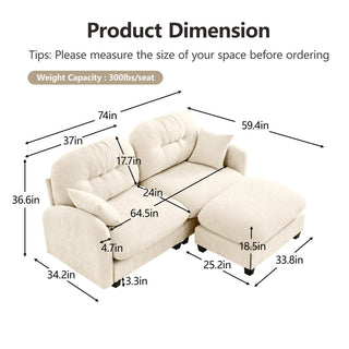 Mira Loveseat With Ottoman Dweva