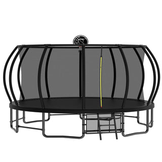 16FT Outdoor Trampoline for Kids and Adults, Pumpkin Trampolines with Curved Poles Heavy Duty Trampoline Anti-Rust Coating ASTM Approval Dweva