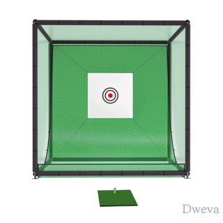 Golf Practice Net Cage,10 x 10 x 10FT Metal Frame Hitting Net Kit for Backyard,Golf Batting Cage Netting Golf Training Simulators for Home Dweva