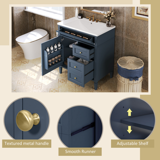 30'' Bathroom Vanity with Top Sink, Modern Bathroom Storage Cabinet with 2 Drawers and a Tip-out Drawer, Single Sink Bathroom Vanity (Same as SW000122AAC-1) Dweva