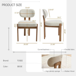 Wooden Dining Chairs Set of 2, Modern Fabric Upholstered Dining Room Chair Kitchen Chairs, Farmhouse Dinner Chair for Kitchen Dining Room Dweva