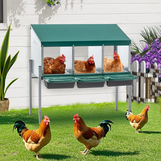 Nesting Boxes for Chickens, 3 Holes Chicken Nesting Boxes with Legs, Chicken Laying Box with Lid Cover, for Outdoor Chicken Coop Farm Yard, Rreen Dweva