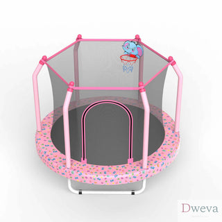 55-inch Trampoline for Kids Indoor & Outdoor Small Toddler Trampoline with Basketball Hoop Dweva