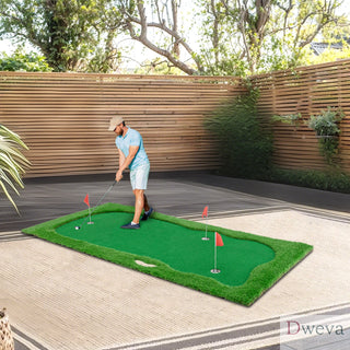 10x5 FT Golf Putting Green, Golf Training Mat with High-quality Turf, 3 Holes, 3 Flags and Cups for Indoor Outdoor Dweva