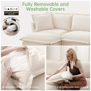 Slipcovered Fluffy Sofa - 4 Seat Dweva
