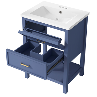 24'' Bathroom Vanity with Top Sink, Modern Bathroom Storage Cabinet with 2 Drawers, Single Sink Bathroom Vanity Dweva