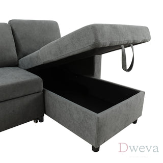 Fluffy 2-Piece Flannel Storage Sleeper Sectional Sofa Dweva