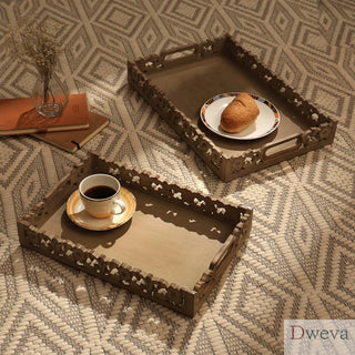 Rossmary Handmade Mango Wood Décor & Serving Tray in Brown color Dweva