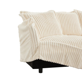 Slipcovered Fluffy Sofa - 4 Seat with 2 Ottoman Dweva