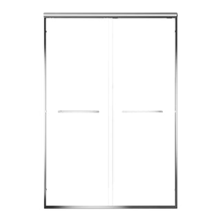 60" W x 72" H Chrome Aluminum Frame Double Sliding Shower Door with 1/4" (6mm) Nano-Coated Clear Tempered Glass and Dual Stainless Steel Handles Dweva