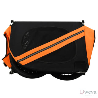 Large Folding Bike Trailer for Dogs – 66LB Capacity All-Terrain Pet Carrier, Durable Steel Frame for Cycling, Jogging, Camping & Outdoor Adventures, Black-Orange Dweva