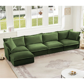 Slipcovered Fluffy Sofa - 4 Seat with Ottoman Dweva