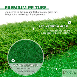 12x5 FT Golf Putting Green, Golf Training Mat with High-quality Turf, 3 Holes, 3 Flags and Cups for Indoor Outdoor Dweva