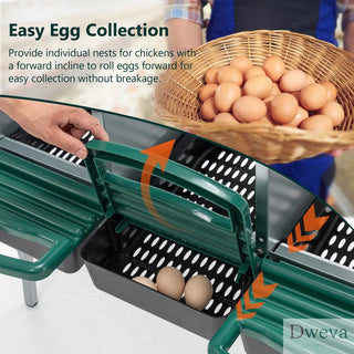 Nesting Boxes for Chickens, 3 Holes Chicken Nesting Boxes with Legs, Chicken Laying Box with Lid Cover, for Outdoor Chicken Coop Farm Yard, Rreen Dweva