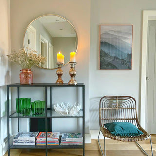 24 Inch Gold Metal Framed Round Bathrrom Mirror for Wall.(W2203P182026) Dweva