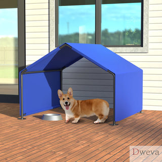 Dog Shade Shelter Outdoor Tent for Small Medium Dogs, Waterproof Sun Protection Pet House for Dogs, Small Animals and Livestock, Blue Dweva