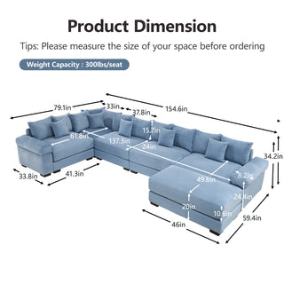 Velora Cloud Modular Sofa - Blue