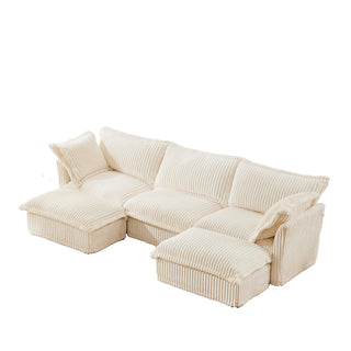 Slipcovered Fluffy Sofa - 3 Seat with 2 Ottoman Dweva