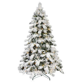 5ft Flocked Scarecrow-Shaped Christmas Tree with 200 Warm White LED Lights, 375 PVC Memory Wire Tips,Power Pole & Hinged Structure – Realistic Snowy Holiday Tree Dweva