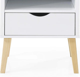 Mid-Century Modern Jeff Night Stand, End Table Bed Room Accent Side Table, White Dweva