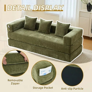 UNITED WE WIN Folding Sofa Bed with Pillows - Convertible Chair Floor Couch & Sleeping Mattress - Foldable Memory Foam Sleeper for Living Room/Dorm/Guest Room/Home Office/Apartment/Upstairs Loft Dweva