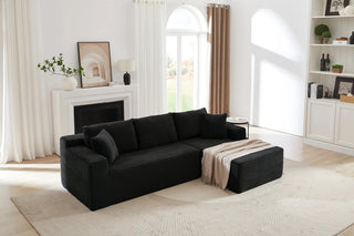 L-Shaped Cloud Sectional Sofa with Deep Seat,No Assembly Required,Modular Couches Sleeper for Living Room,Bedroom,Apartment,Black Dweva