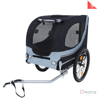 Large Folding Bike Trailer for Dogs – 66LB Capacity All-Terrain Pet Carrier, Durable Steel Frame for Cycling, Jogging, Camping & Outdoor Adventures, Black- Gray Dweva