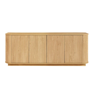Sideboard Storage Cabinet TV Stand with wave pattern Buffet Cabinet Wooden Vertical Striped Cabinet for Kitchen/Bedroom/Entryway. Natural, 64''W x 15''D x 24''H. Dweva