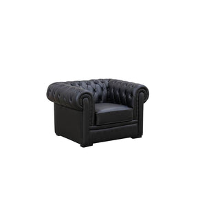 94.5" Black Cow Top Leather 3-Piece Living Room Sofa Set