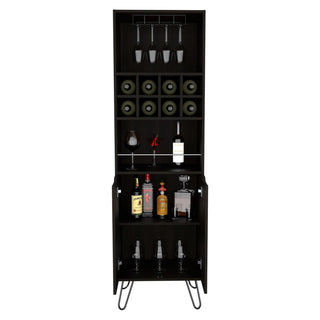 Sheffield H Bar Cabinet, Eight Bottle Cubbies, Two Glass Shelves Dweva