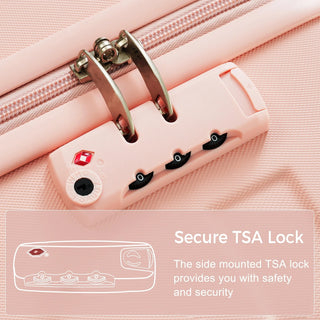 Luggage Sets 4 Piece, ABS Durable Suitcase with Travel Bag, Carry On Luggage Suitcase Set with 360° Spinner Wheels, pink Dweva