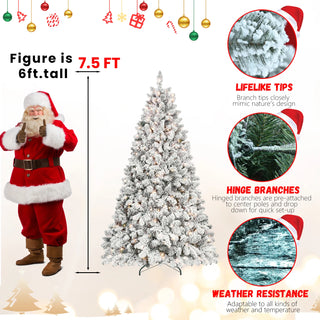 5FT Flocked Christmas Tree with 300 UL Lights and 27 Natural Pine Cones – Snowy PVC Tips, 600 Tips, Hinged Structure, Stable Metal Stand, Easy Setup Dweva