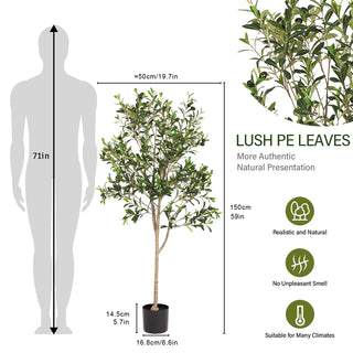5FT Assembled Artificial Tree Olive Tree with Branches and Fruits Faux Greenery for Indoor Home and Office Decoration 1pc/set Dweva