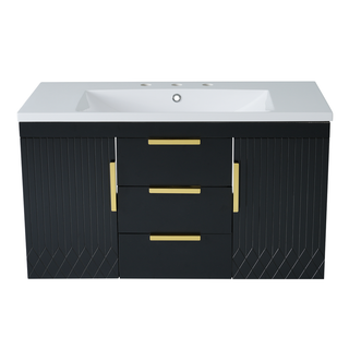 36'' Wall Mounted Bathroom Vanity with Resin Sink, Floating Bathroom Storage Cabinet with 2 Drawers, Solid Wood Bathroom Cabinet (Same as N710S236003B) Dweva