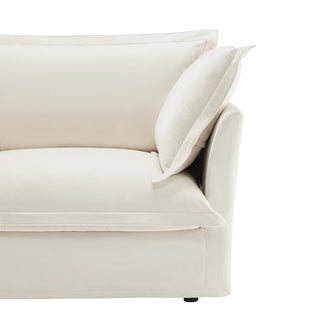 Slipcovered Fluffy Sofa - 3 Seat with Ottoman Dweva