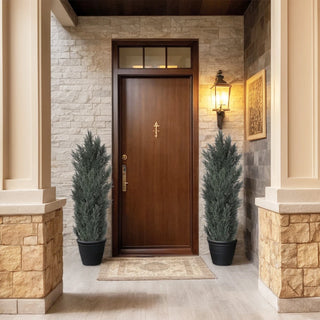 5FT Detachable Artificial Green Cypress Tree Realistic Tall Faux Plant for Indoor and Outdoor Decoration 2pcs/set Dweva