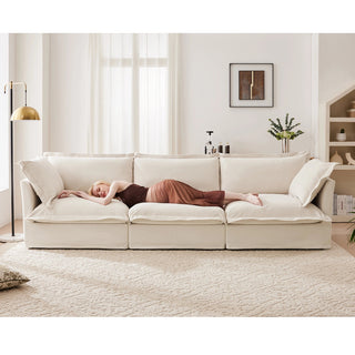 Slipcovered Fluffy Sofa - 3 Seat Dweva