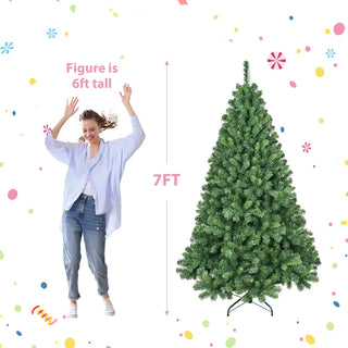 7FT PVC Christmas Tree with 380 WiFi Music Sync LED Lights – App Control, 1339 Tips, Hinged Branches, Dual-Color Effects, Metal Stand Dweva