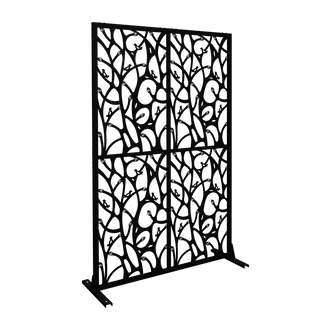 Metal Privacy Screens W3.8Ft X H6Ft Outdoor and Indoor Divider with Free Standing Decorative Privacy Screen for Balcony Patio Garden Room Divider, Black Bird Shape Dweva