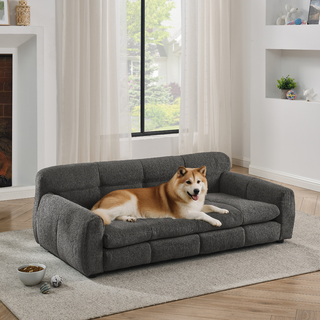 Soft and comfortable pet bed for big and oversized dogs, durable elevated dog sofa bed, comfortable dog sofa, modern and fashionable linen fabric dog sofa-DARK GREY Dweva
